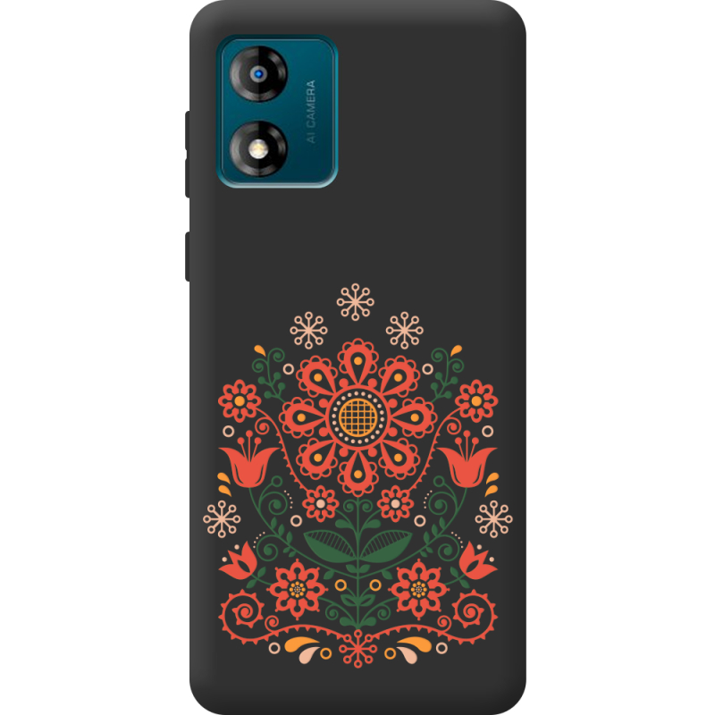 Черный чехол BoxFace Motorola E13 Ukrainian Ornament