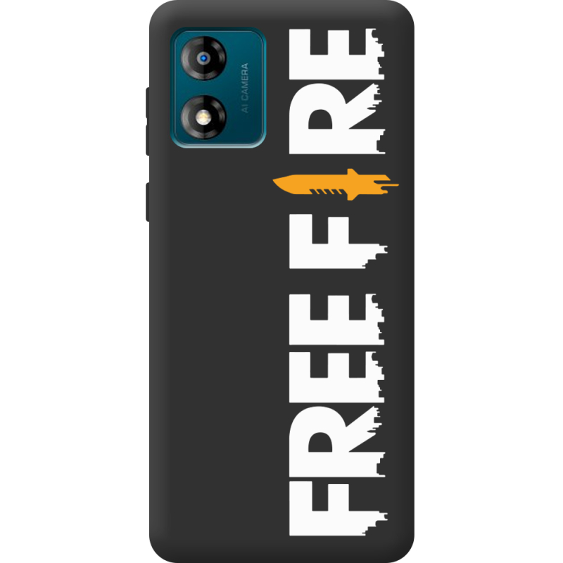 Черный чехол BoxFace Motorola E13 Free Fire White Logo