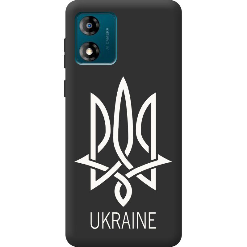 Черный чехол BoxFace Motorola E13 Тризуб монограмма ukraine