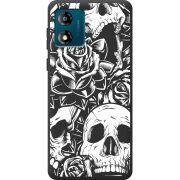 Черный чехол BoxFace Motorola E13 Skull and Roses