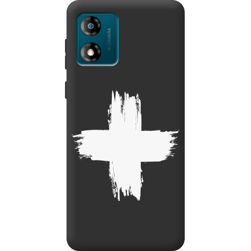 Черный чехол BoxFace Motorola E13 Білий хрест ЗСУ
