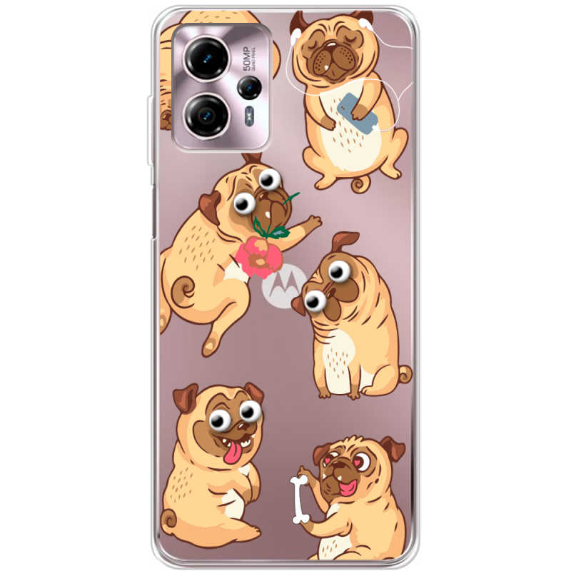 Прозрачный чехол BoxFace Motorola G13 с 3D-глазками Pug