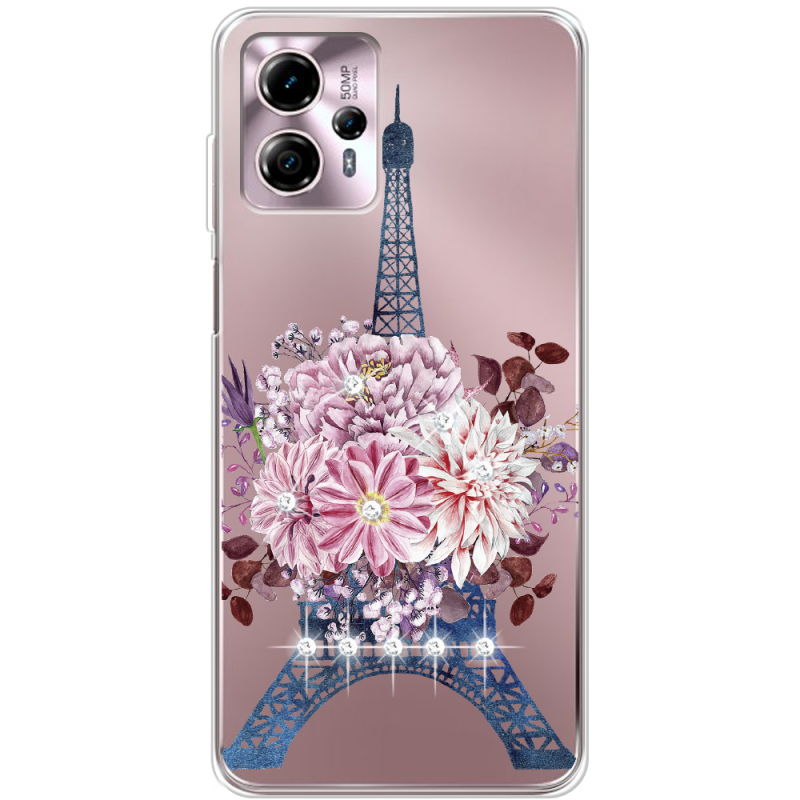 Чехол со стразами Motorola G13 Eiffel Tower