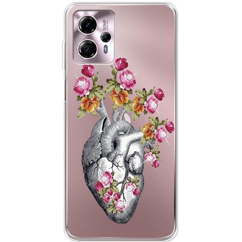 Чехол со стразами Motorola G13 Heart