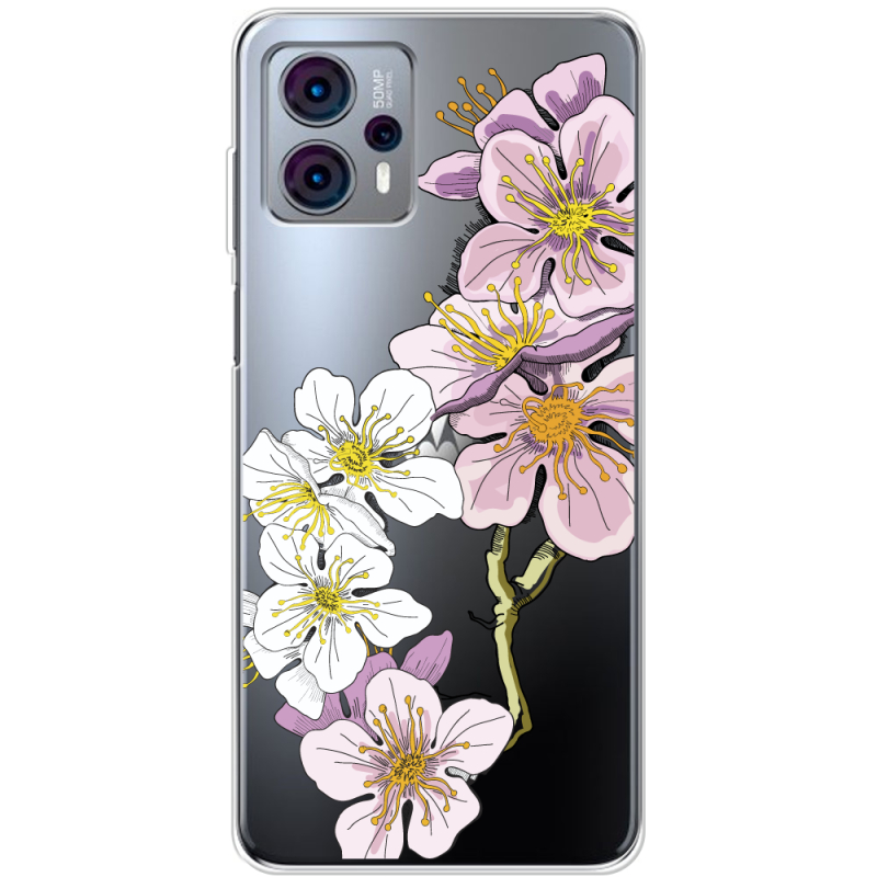 Прозрачный чехол BoxFace Motorola G23 Cherry Blossom