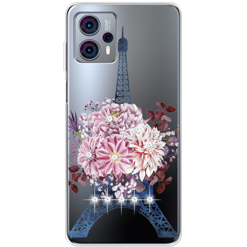 Чехол со стразами Motorola G23 Eiffel Tower