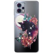 Чехол со стразами Motorola G23 Cat in Flowers