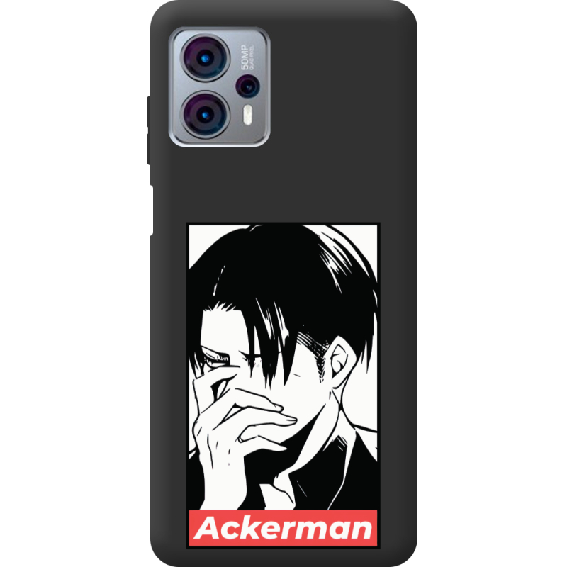 Черный чехол BoxFace Motorola G23 Attack On Titan - Ackerman