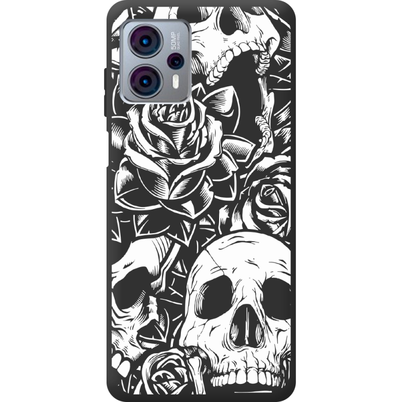 Черный чехол BoxFace Motorola G23 Skull and Roses