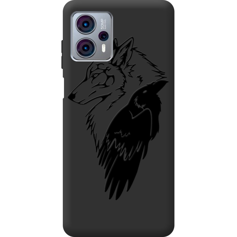 Черный чехол BoxFace Motorola G23 Wolf and Raven