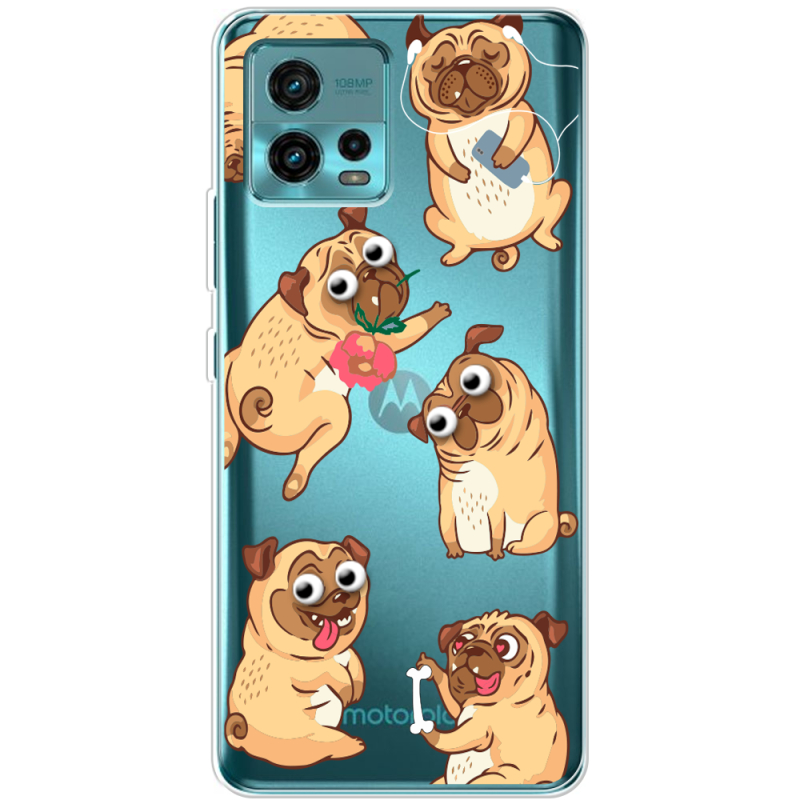 Прозрачный чехол BoxFace Motorola G72 с 3D-глазками Pug