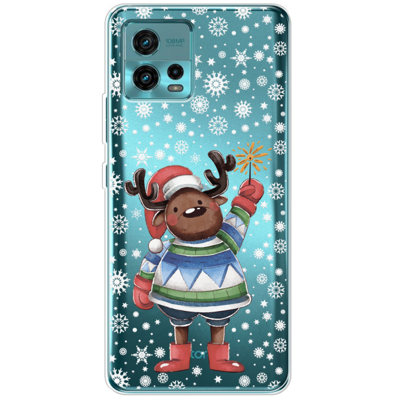 Прозрачный чехол BoxFace Motorola G72 Christmas Deer with Snow