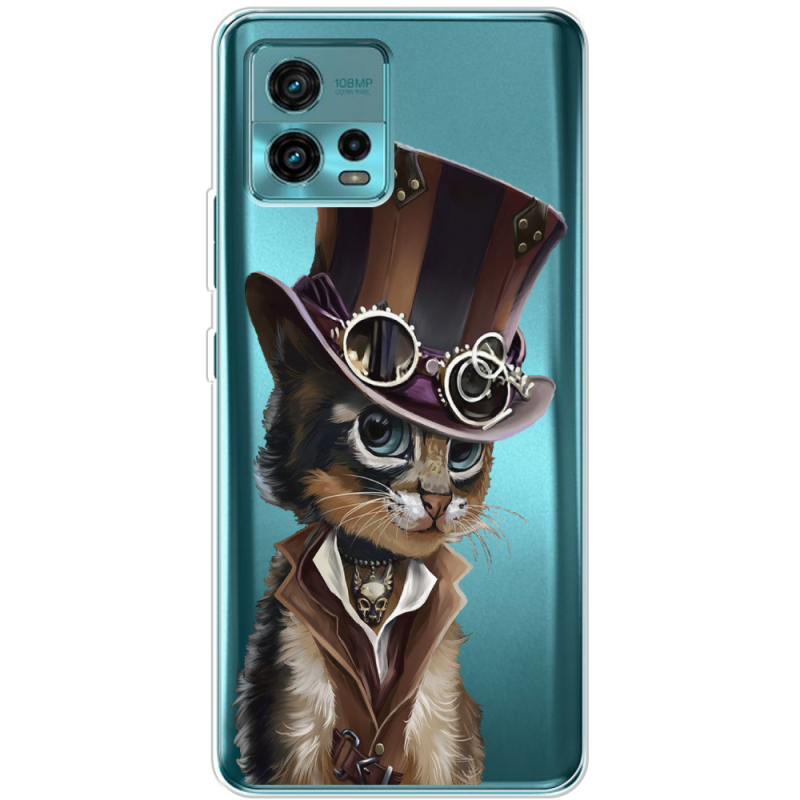 Прозрачный чехол BoxFace Motorola G72 Steampunk Cat