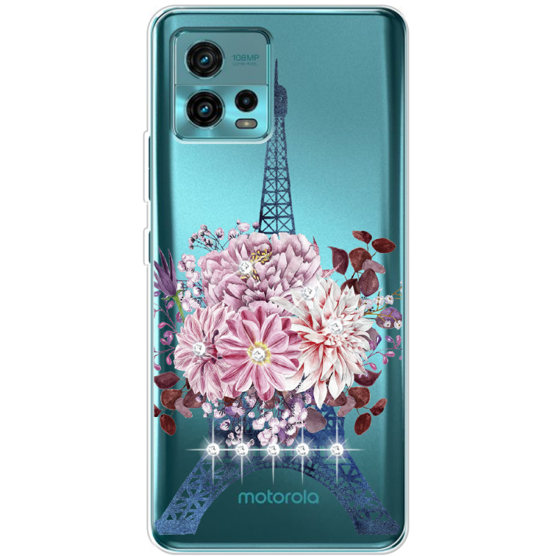 Чехол со стразами Motorola G72 Eiffel Tower