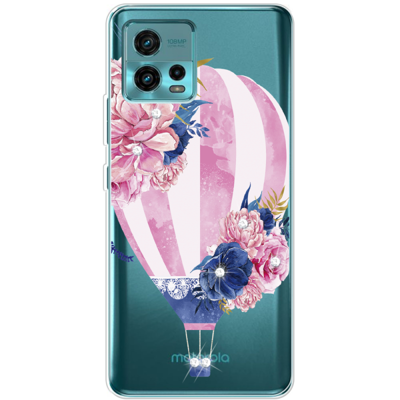 Чехол со стразами Motorola G72 Pink Air Baloon