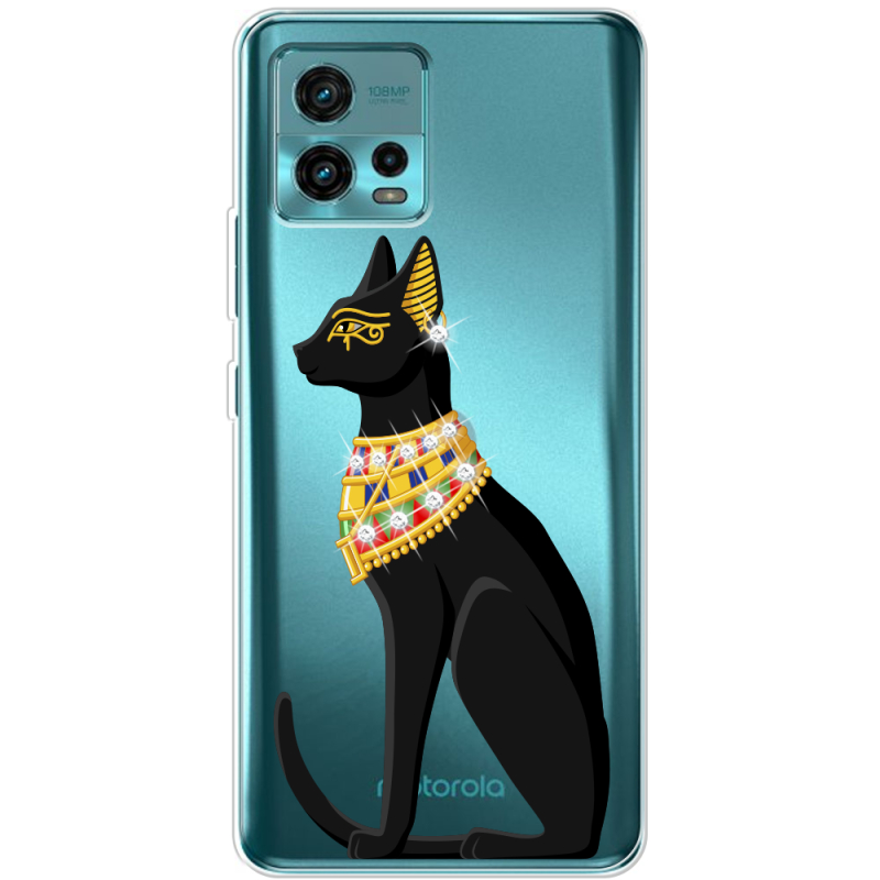 Чехол со стразами Motorola G72 Egipet Cat