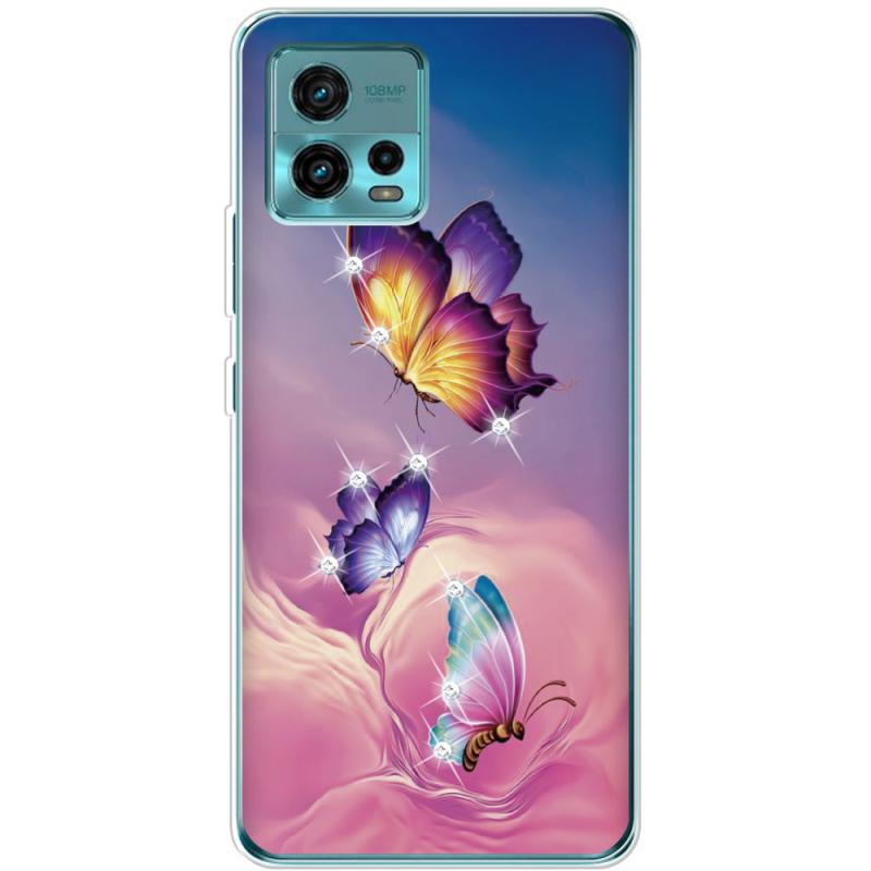 Чехол со стразами Motorola G72 Butterflies