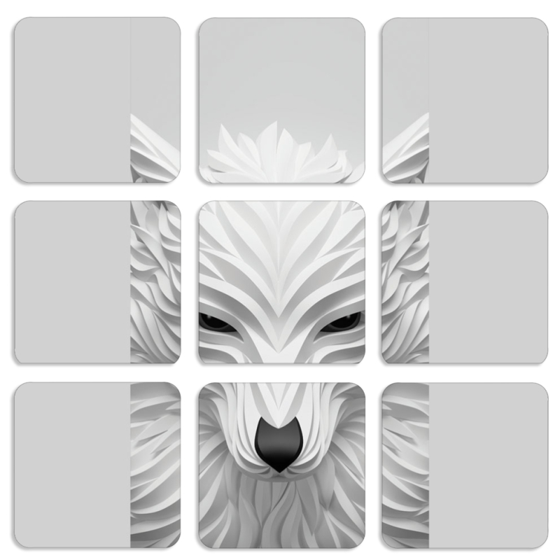 Магнитные фотопазлы 50 на 50 набор 9 штук White Wolf