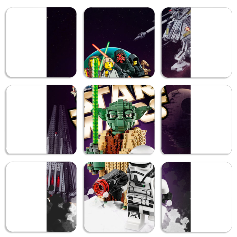 Магнитные фотопазлы 50 на 50 набор 9 штук Lego StarWars