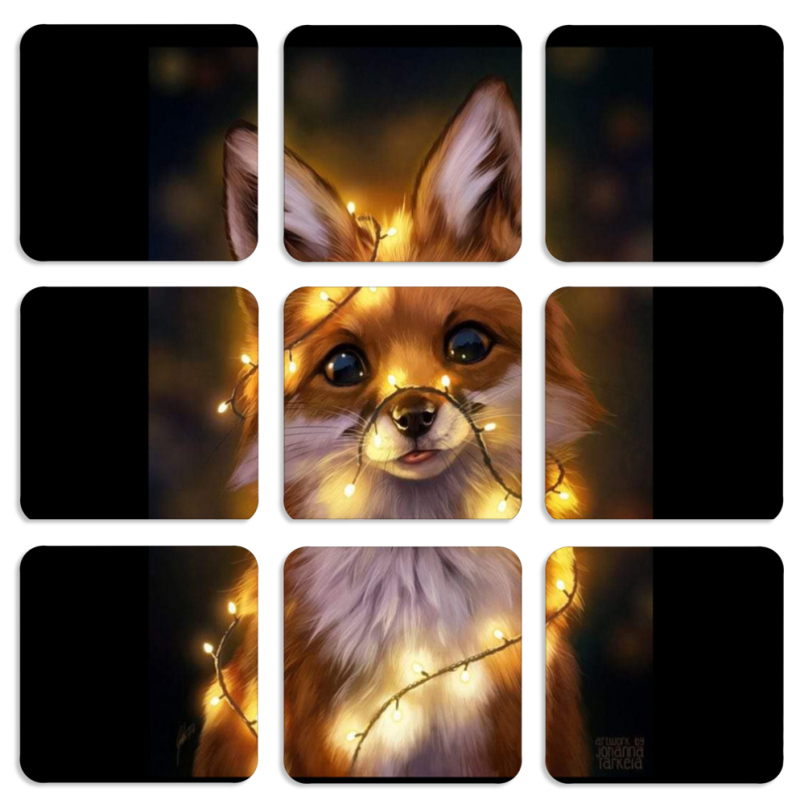 Магнитные фотопазлы 50 на 50 набор 9 штук Різдвяна лисичка