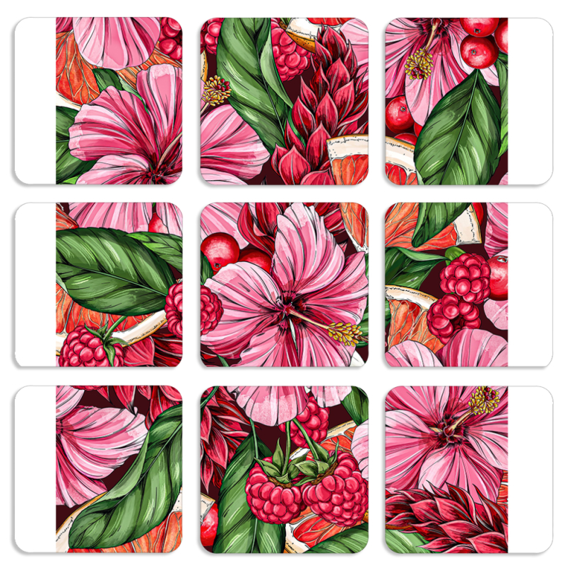 Магнитные фотопазлы 50 на 50 набор 9 штук Tropical Flowers