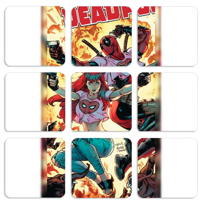 Магнитные фотопазлы 50 на 50 набор 9 штук Deadpool and Mary Jane