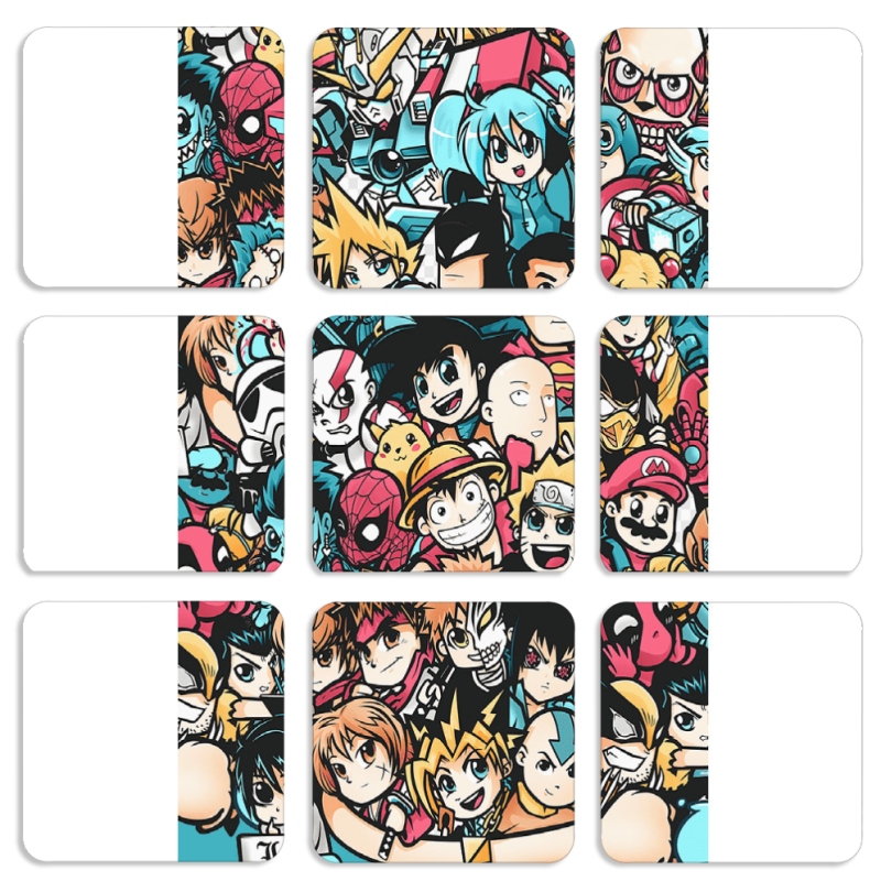 Магнитные фотопазлы 50 на 50 набор 9 штук Anime Stickers