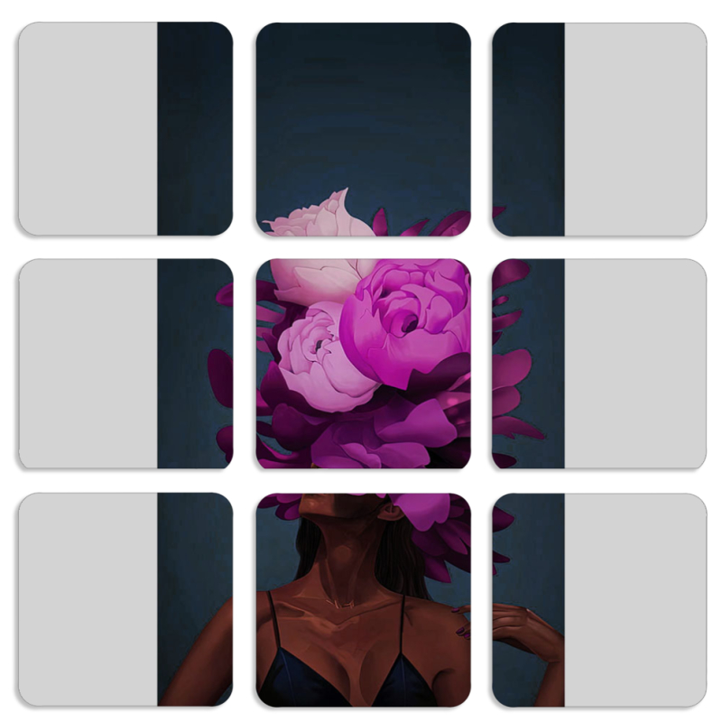 Магнитные фотопазлы 50 на 50 набор 9 штук Exquisite Purple Flowers