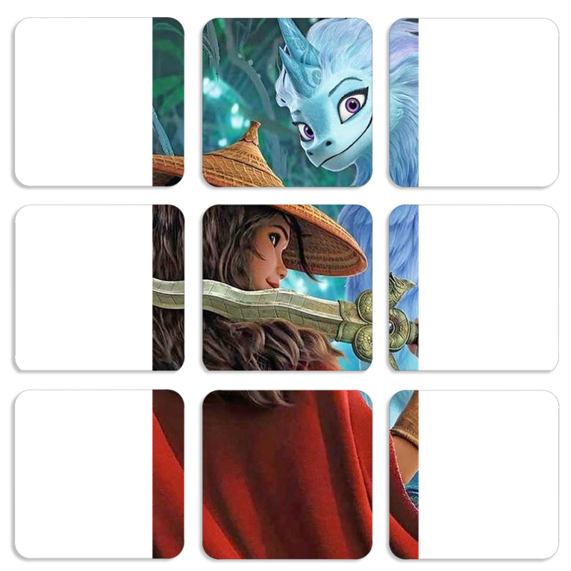 Магнитные фотопазлы 50 на 50 набор 9 штук Raya and the Dragon