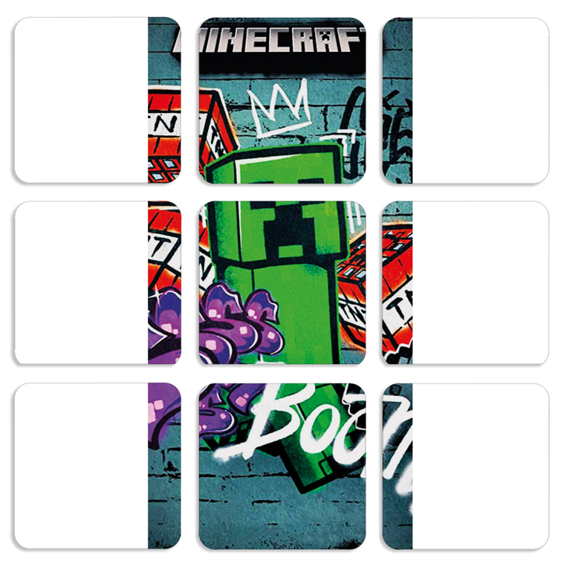 Магнитные фотопазлы 50 на 50 набор 9 штук Minecraft Graffiti