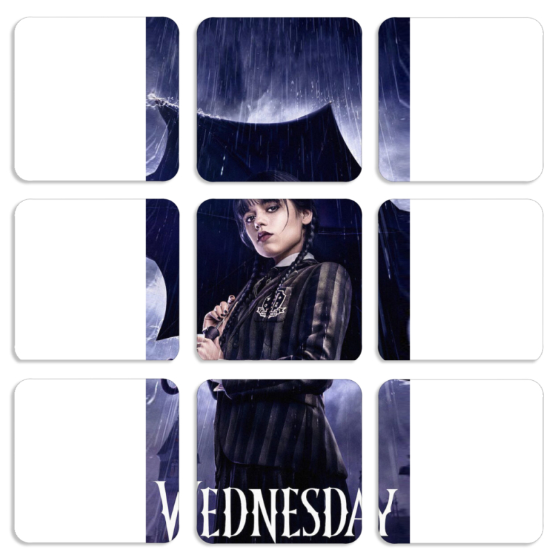 Магнитные фотопазлы 50 на 50 набор 9 штук Wednesday Addams