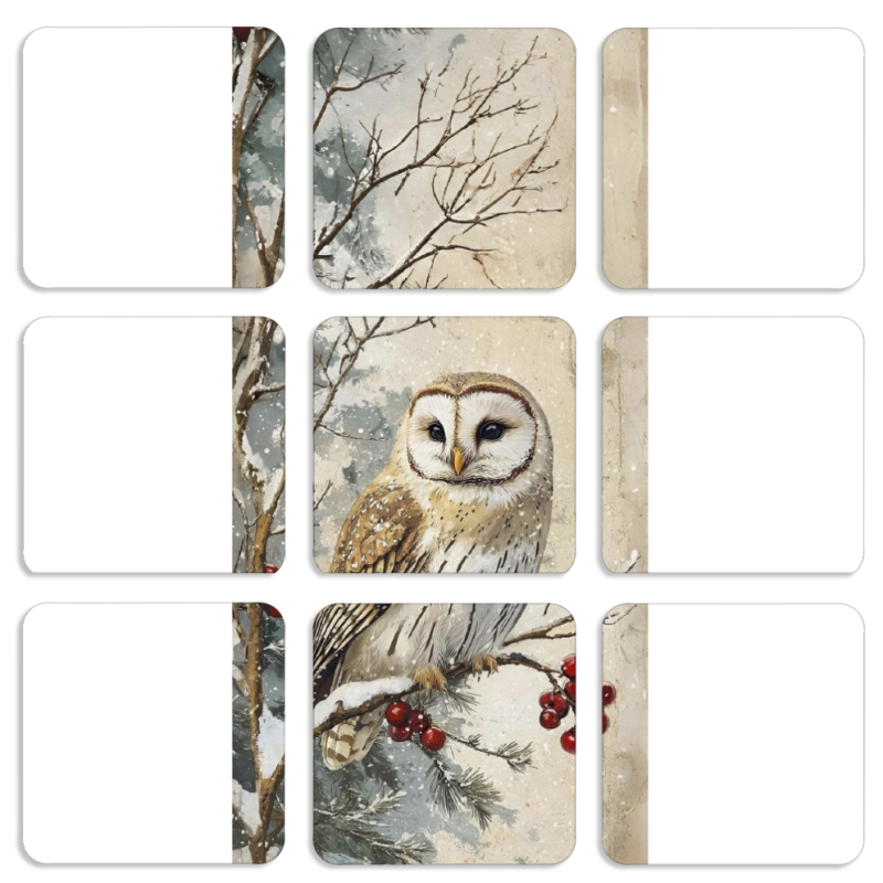 Магнитные фотопазлы 50 на 50 набор 9 штук Christmas Owl