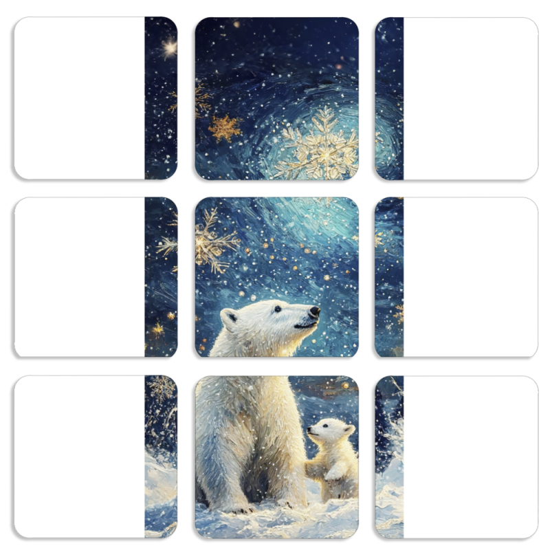 Магнитные фотопазлы 50 на 50 набор 9 штук Північні ведмеді