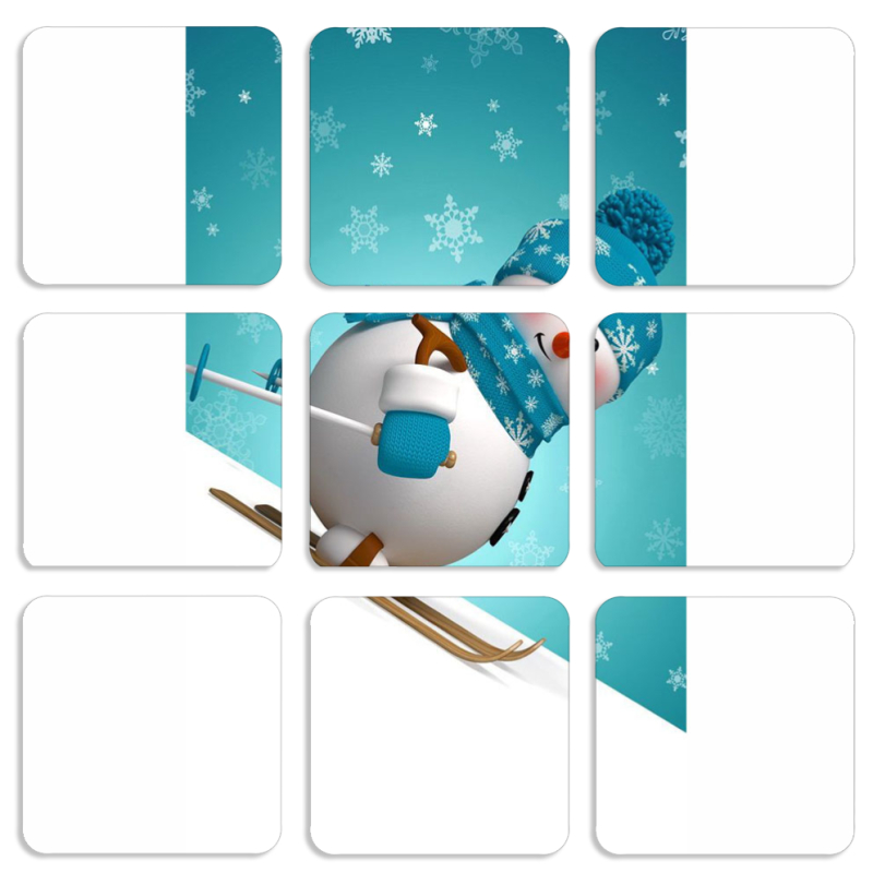 Магнитные фотопазлы 50 на 50 набор 9 штук Skier Snowman