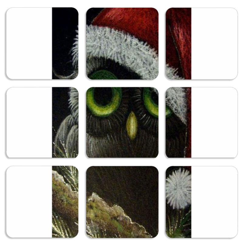 Магнитные фотопазлы 50 на 50 набор 9 штук Christmas Owl