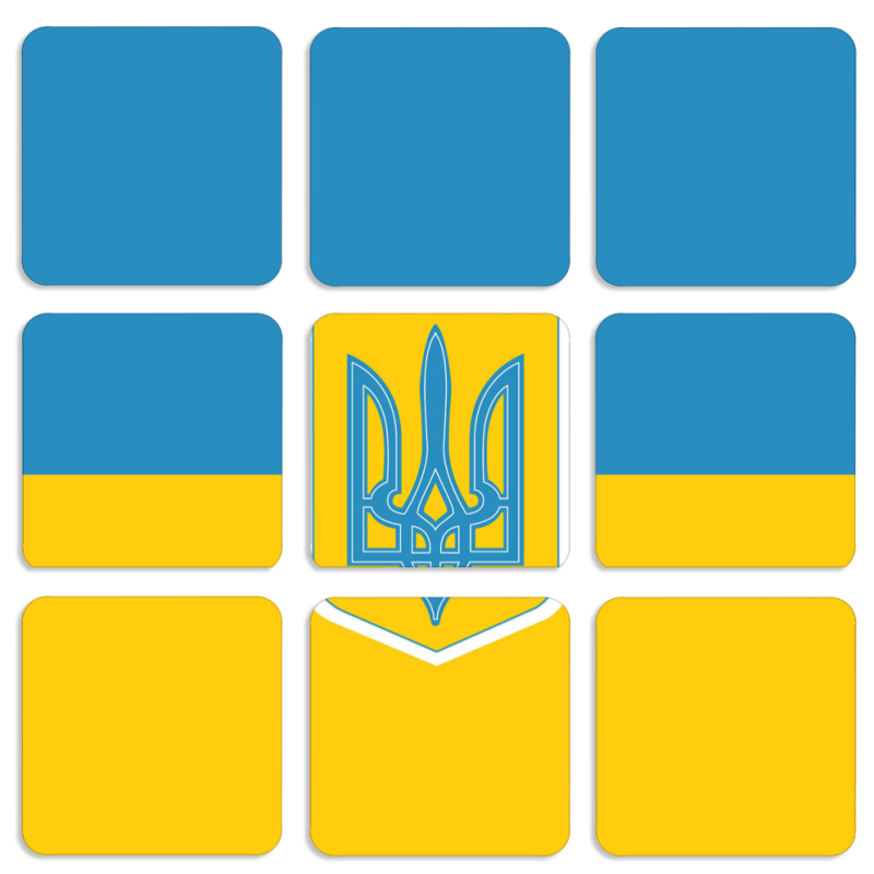 Магнитные фотопазлы 50 на 50 набор 9 штук Герб України
