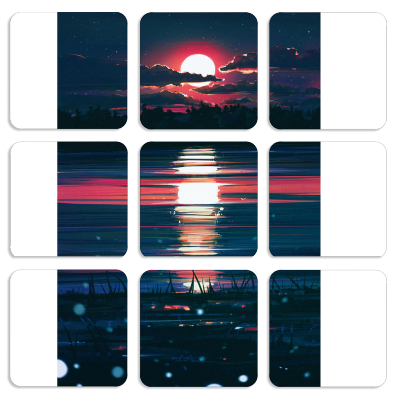 Магнитные фотопазлы 50 на 50 набор 9 штук Midnight