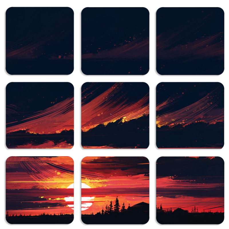 Магнитные фотопазлы 50 на 50 набор 9 штук Sundown