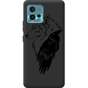 Черный чехол BoxFace Motorola G72 Wolf and Raven