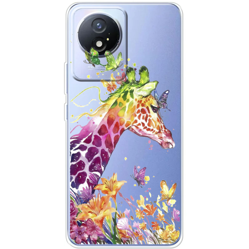 Прозрачный чехол BoxFace Vivo Y02 Colorful Giraffe