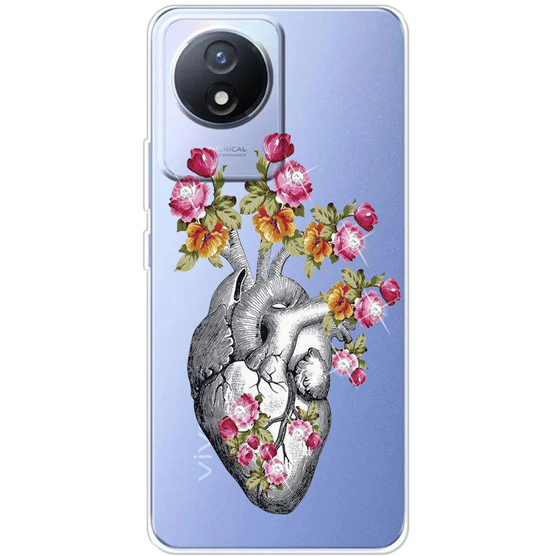 Чехол со стразами Vivo Y02 Heart