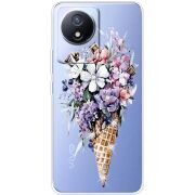 Чехол со стразами Vivo Y02 Ice Cream Flowers