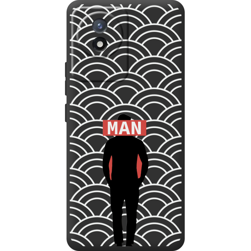 Черный чехол BoxFace Vivo Y02 Man Pattern