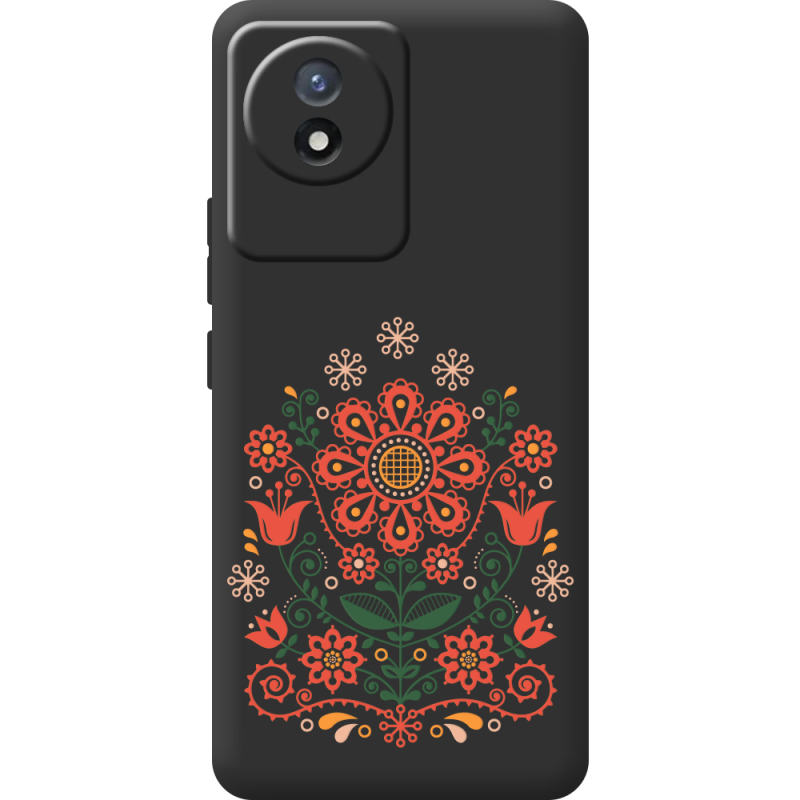 Черный чехол BoxFace Vivo Y02 Ukrainian Ornament