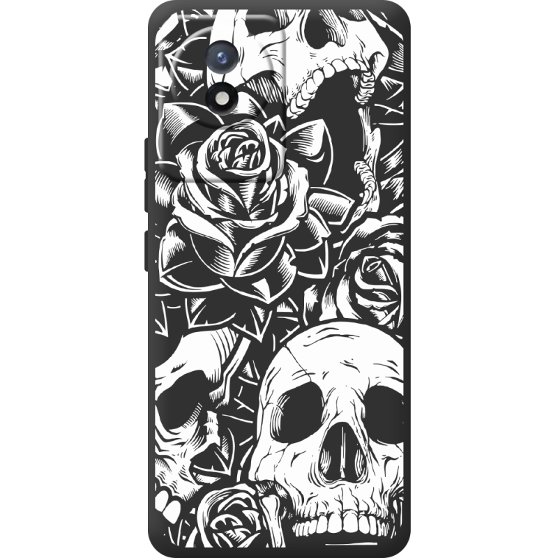 Черный чехол BoxFace Vivo Y02 Skull and Roses