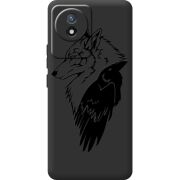 Черный чехол BoxFace Vivo Y02 Wolf and Raven
