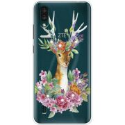 Чехол со стразами ZTE Blade A51 Lite Deer with flowers