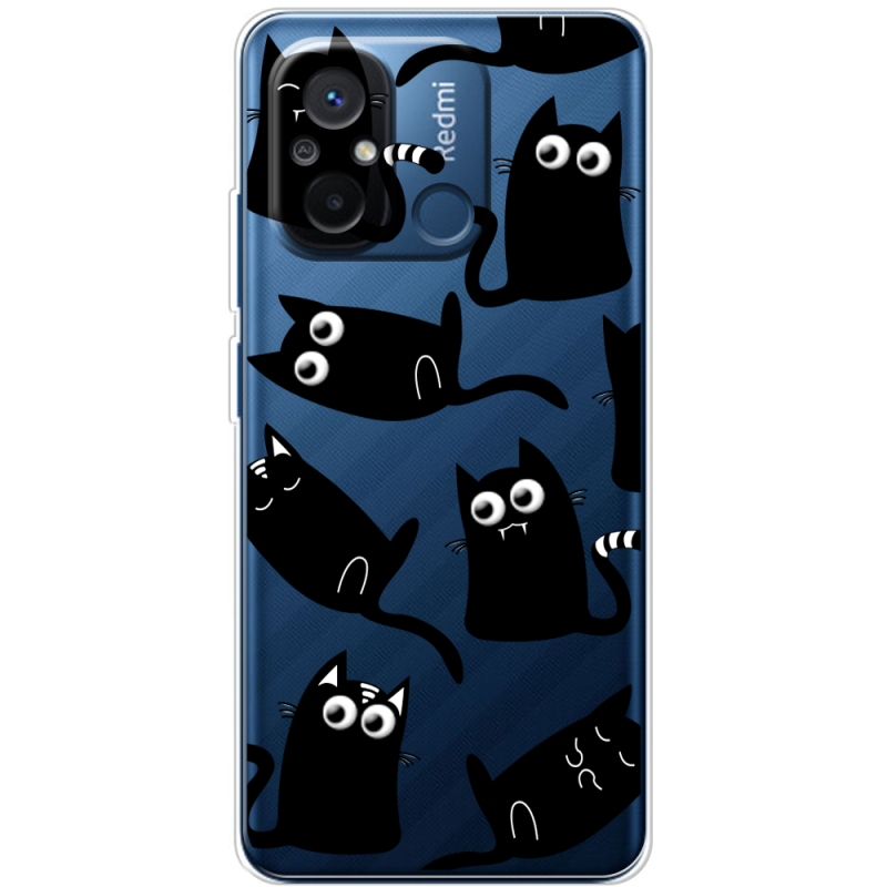 Прозрачный чехол BoxFace Xiaomi Redmi 12C с 3D-глазками Black Kitty