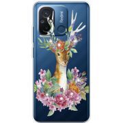 Чехол со стразами Xiaomi Redmi 12C Deer with flowers