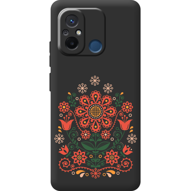 Черный чехол BoxFace Xiaomi Redmi 12C Ukrainian Ornament